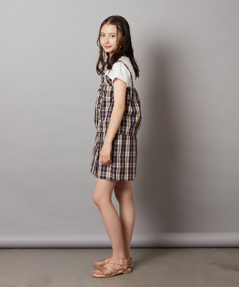 KJBGV02039 a.v.v KIDS(アー・ヴェ・ヴェ) [100-130]【セットアップ対応】レースアップドッキングTシャツ ネイビー