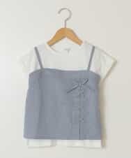 KJBGV02039 a.v.v KIDS(アー・ヴェ・ヴェ) [100-130]【セットアップ対応】レースアップドッキングTシャツ ライトブルー
