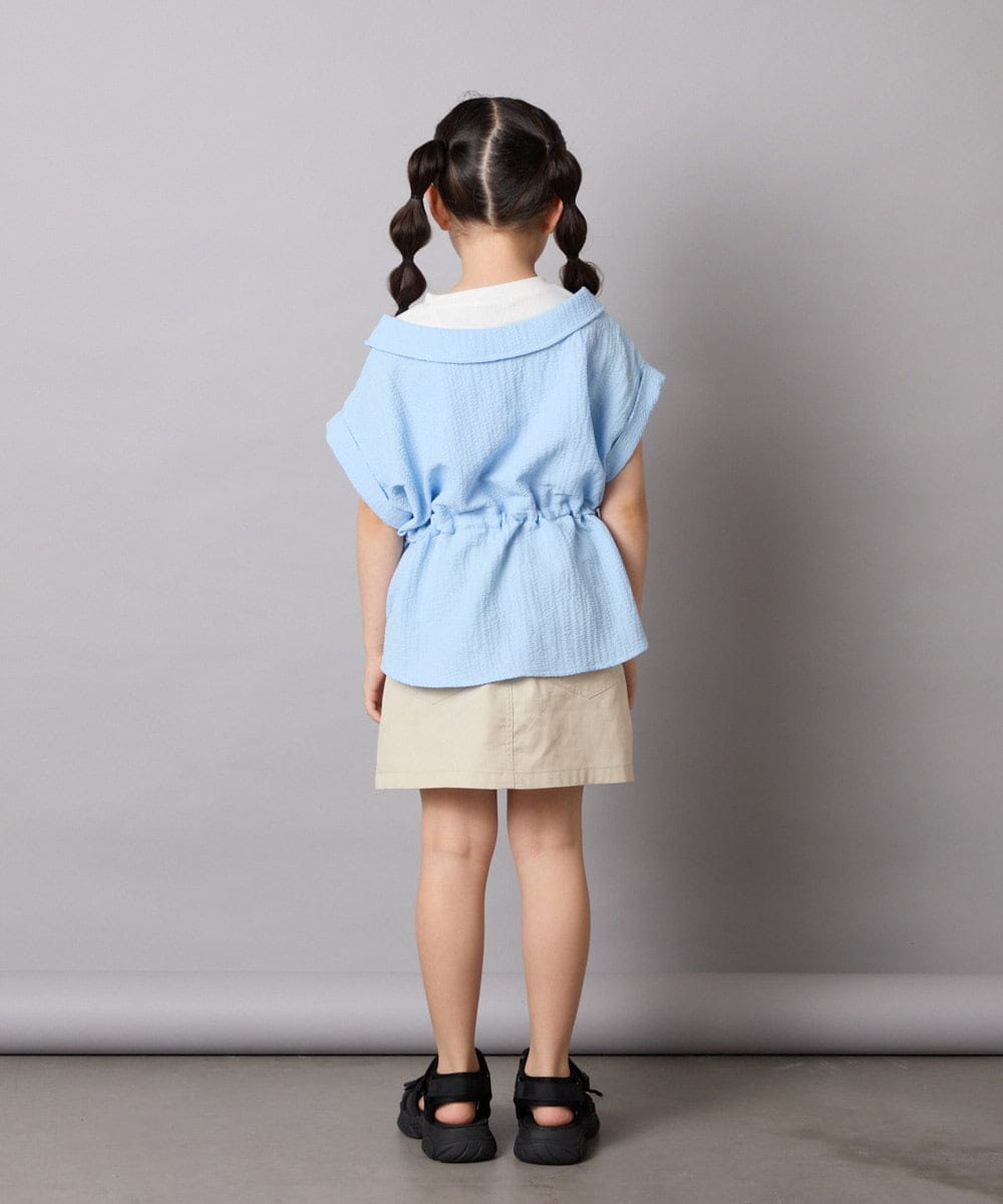 KJBHA22039 a.v.v KIDS(アー・ヴェ・ヴェ) 【接触冷感/ジメジメ対策】[120-160]ポコポコレイヤード風ブラウス ライトブルー