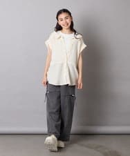 KJBHA22039 a.v.v KIDS(アー・ヴェ・ヴェ) 【接触冷感/ジメジメ対策】[120-160]ポコポコレイヤード風ブラウス ライトブルー