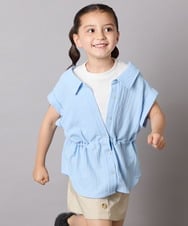 KJBHA22039 a.v.v KIDS(アー・ヴェ・ヴェ) 【接触冷感/ジメジメ対策】[120-160]ポコポコレイヤード風ブラウス ライトブルー