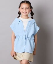 KJBHA22039 a.v.v KIDS(アー・ヴェ・ヴェ) 【接触冷感/ジメジメ対策】[120-160]ポコポコレイヤード風ブラウス ライトブルー