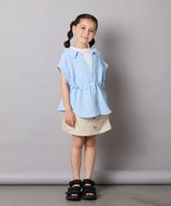 KJBHA22039 a.v.v KIDS(アー・ヴェ・ヴェ) 【接触冷感/ジメジメ対策】[120-160]ポコポコレイヤード風ブラウス ライトブルー