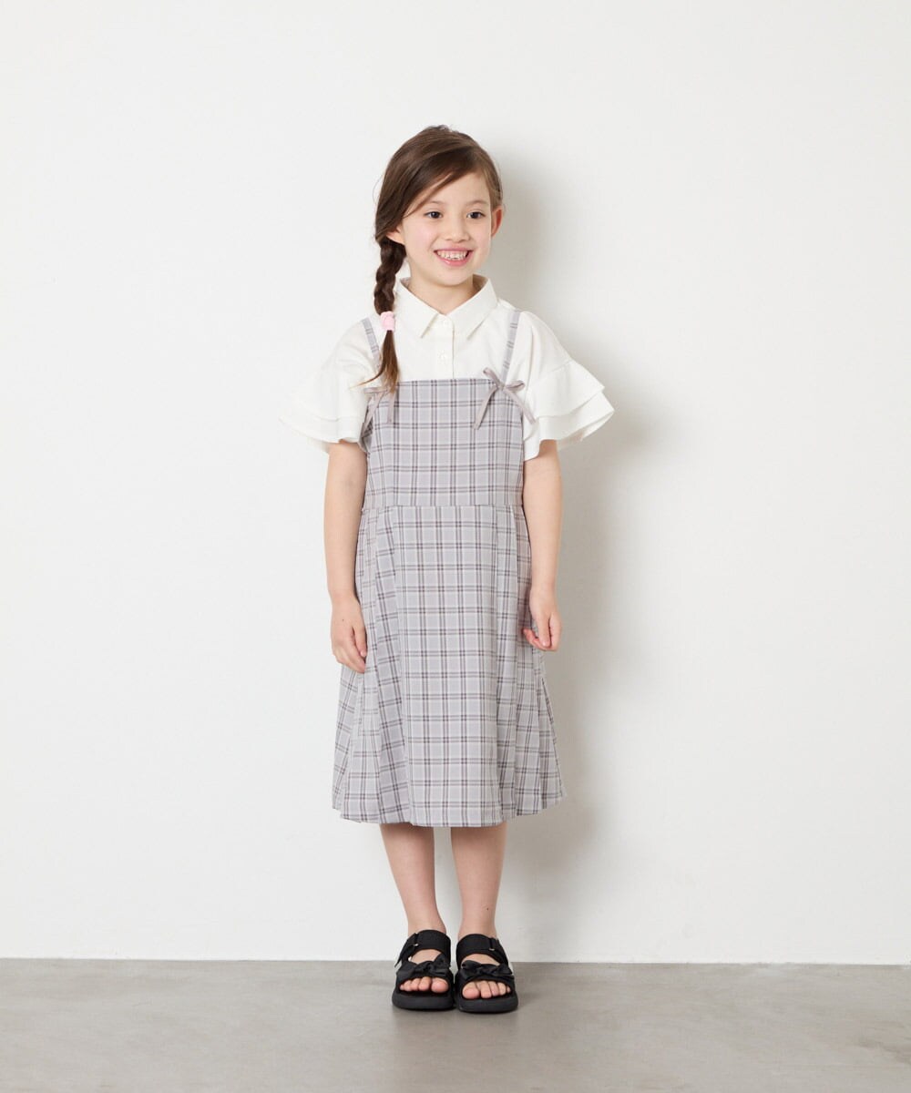 KJBHD60039 a.v.v KIDS(アー・ヴェ・ヴェ) [130-160]フリル袖ブラウス ホワイト