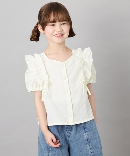 KJBHD75039 a.v.v KIDS [130-160]【冷感/洗える】肩フリルブラウス