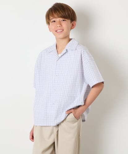 KJBHD90039 a.v.v KIDS [140-150]【男女兼用】ポケット付き開襟シャツ