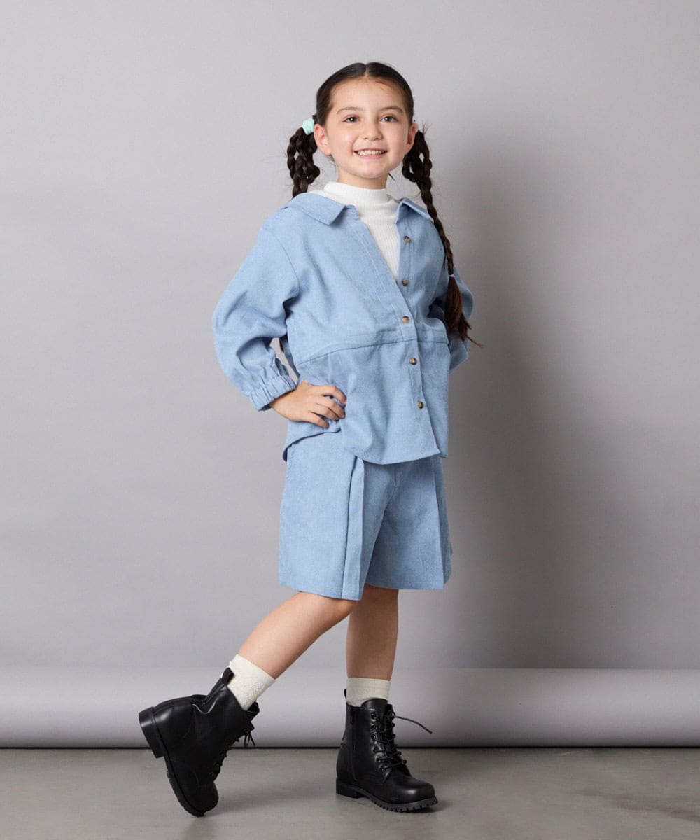 KJBJA31039 a.v.v KIDS(アー・ヴェ・ヴェ) 【セットアップ可能】[120-160]ブライトコールレイヤードフウブラウス ライトブルー
