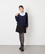 KJBJD02044 a.v.v KIDS(アー・ヴェ・ヴェ) [130-160]【洗える/毛玉になりにくい】シャツレイヤー風トップス ネイビー