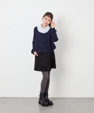 KJBJD02044 a.v.v KIDS(アー・ヴェ・ヴェ) [130-160]【洗える/毛玉になりにくい】シャツレイヤー風トップス ネイビー