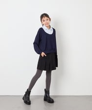 KJBJD02044 a.v.v KIDS(アー・ヴェ・ヴェ) [130-160]【洗える/毛玉になりにくい】シャツレイヤー風トップス ネイビー