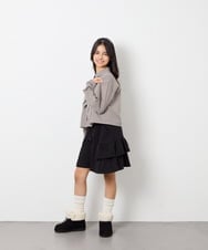 KJBJD03034 a.v.v KIDS(アー・ヴェ・ヴェ) [140-160]【ママとお揃いコーデが叶う】クロップドリボンシャツ ライトグレー