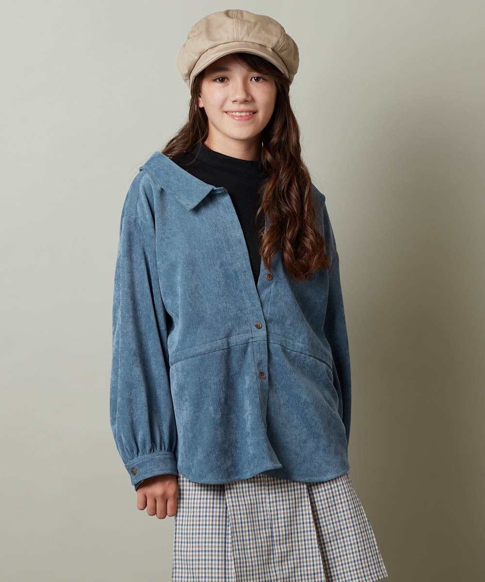 KJBJS30034 a.v.v KIDS(アー・ヴェ・ヴェ) [120-130]【セットアップ対応】ブライトコールレイヤードドッキングブラウス ライトブルー