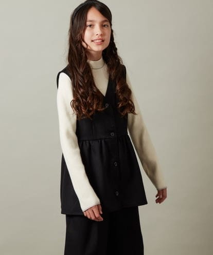 KJBKT41039 a.v.v KIDS [140-150]【セットアップ対応】ウエストギャザーペプラムジレ