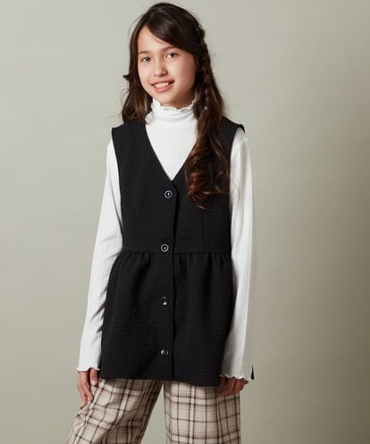 KJBKU41044 a.v.v KIDS [160]【セットアップ対応】ウエストギャザーペプラムジレ