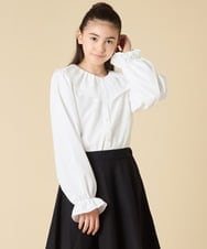 KJBLA40039 a.v.v KIDS(アー・ヴェ・ヴェ) [130-160]【結婚式/発表会】フリルカラーブラウス ホワイト
