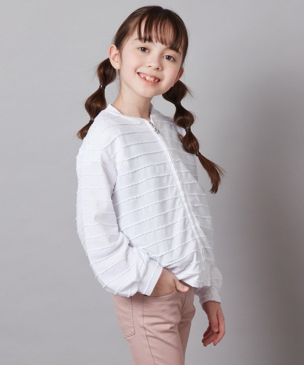 KJCFV41029 a.v.v KIDS(アー・ヴェ・ヴェ) [100-130]【UVカット】ボーダーJQカーデ ライトブルー