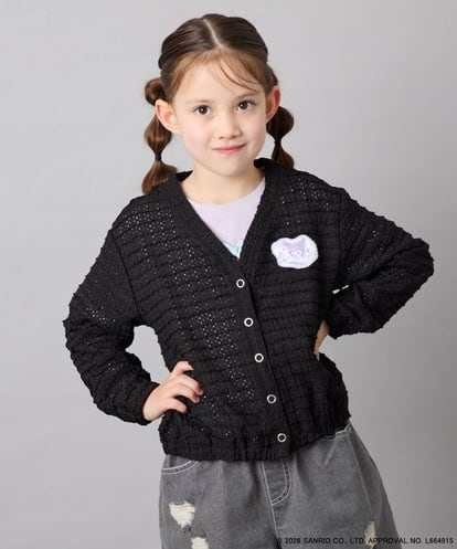 KJCGD55049 a.v.v KIDS [110-140]【数量限定】[シナモロール＆クロミ]レーシーボーダーカーディガン