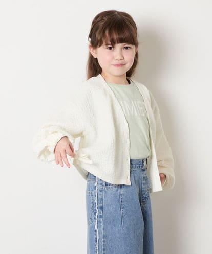 KJCHD57039 a.v.v KIDS [130-160]【UVカット】サイドギャザーシアーカーディガン