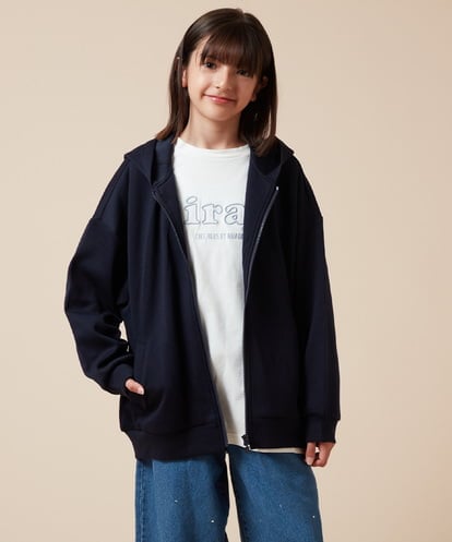 KJCJV30029 a.v.v KIDS [100-130]コクーンシルエットジップアップフーディー