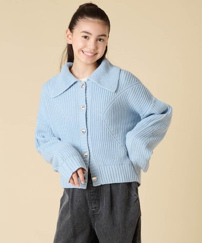 KJCLA40044 a.v.v KIDS [130-160]襟付きニットカーディガン
