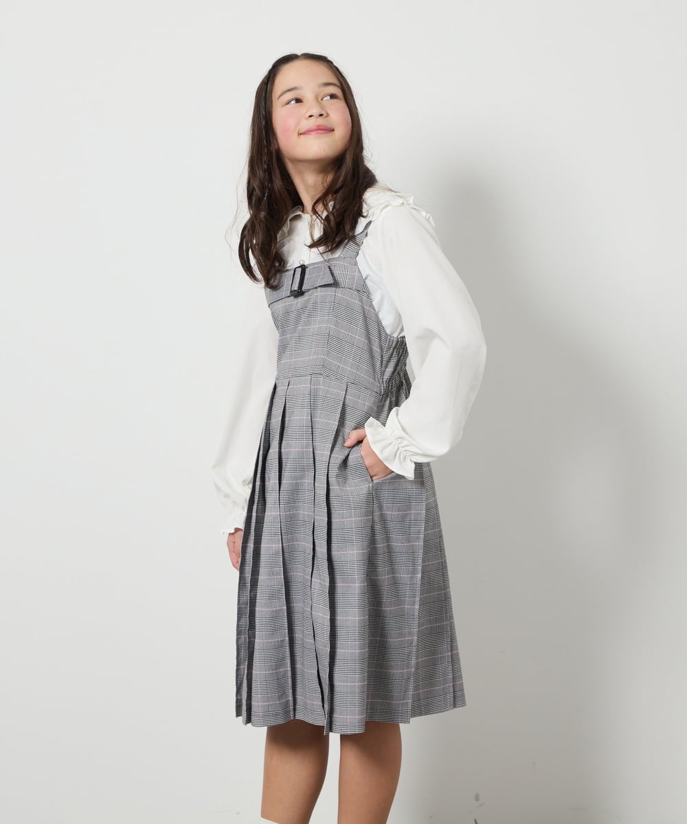 KJEEA32059 a.v.v KIDS(アー・ヴェ・ヴェ) [130]【結婚式/発表会】ベルテッドプリーツジャンスカ グレー