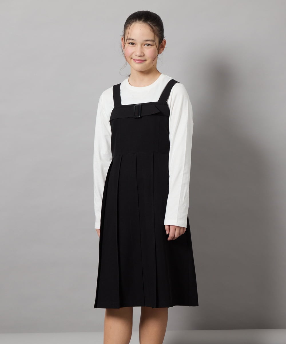 KJEEA32059 a.v.v KIDS(アー・ヴェ・ヴェ) [130]【結婚式/発表会】ベルテッドプリーツジャンスカ ブラック