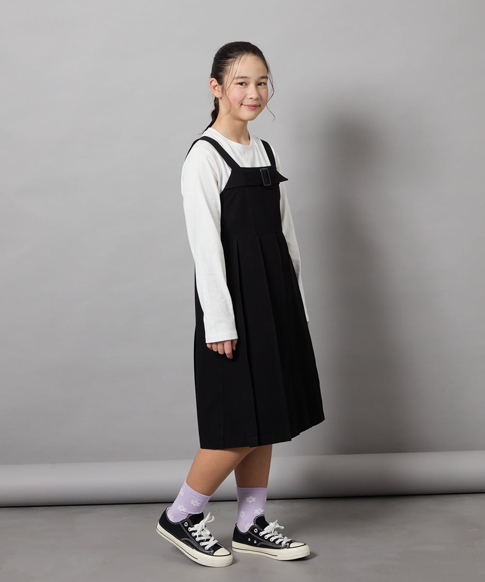KJEEB32059 a.v.v KIDS(アー・ヴェ・ヴェ) [140-150]【結婚式/発表会】ベルテッドプリーツジャンスカ グレー