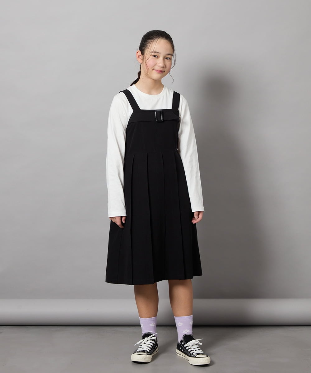 KJEEB32059 a.v.v KIDS(アー・ヴェ・ヴェ) [140-150]【結婚式/発表会】ベルテッドプリーツジャンスカ グレー