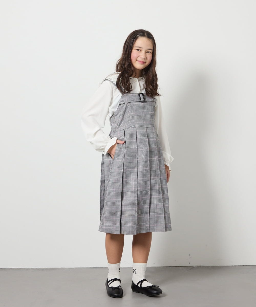 KJEEB32059 a.v.v KIDS(アー・ヴェ・ヴェ) [140-150]【結婚式/発表会】ベルテッドプリーツジャンスカ グレー