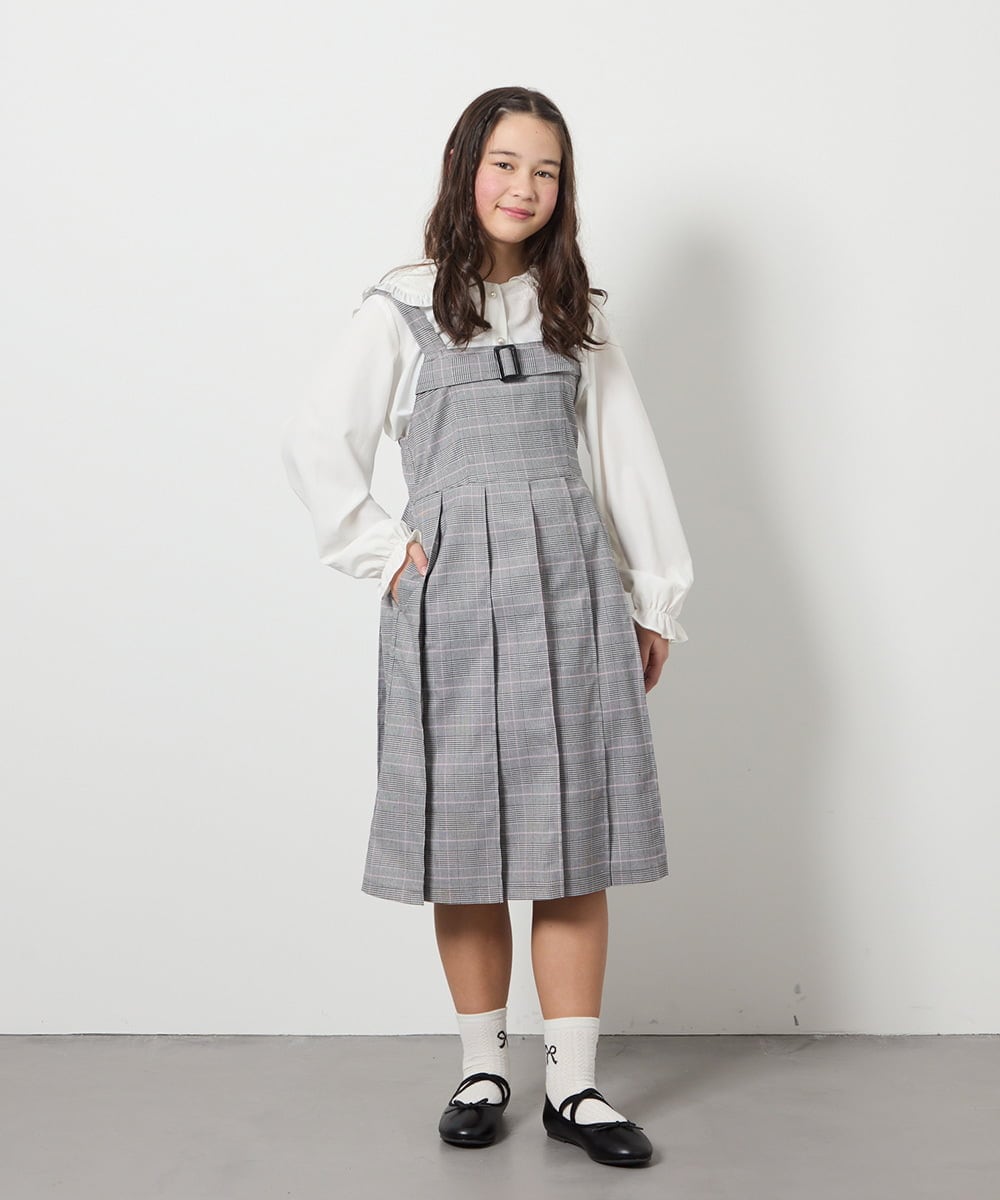 KJEEB32059 a.v.v KIDS(アー・ヴェ・ヴェ) [140-150]【結婚式/発表会】ベルテッドプリーツジャンスカ グレー