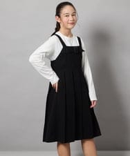 KJEEB32059 a.v.v KIDS(アー・ヴェ・ヴェ) [140-150]【結婚式/発表会】ベルテッドプリーツジャンスカ ブラック