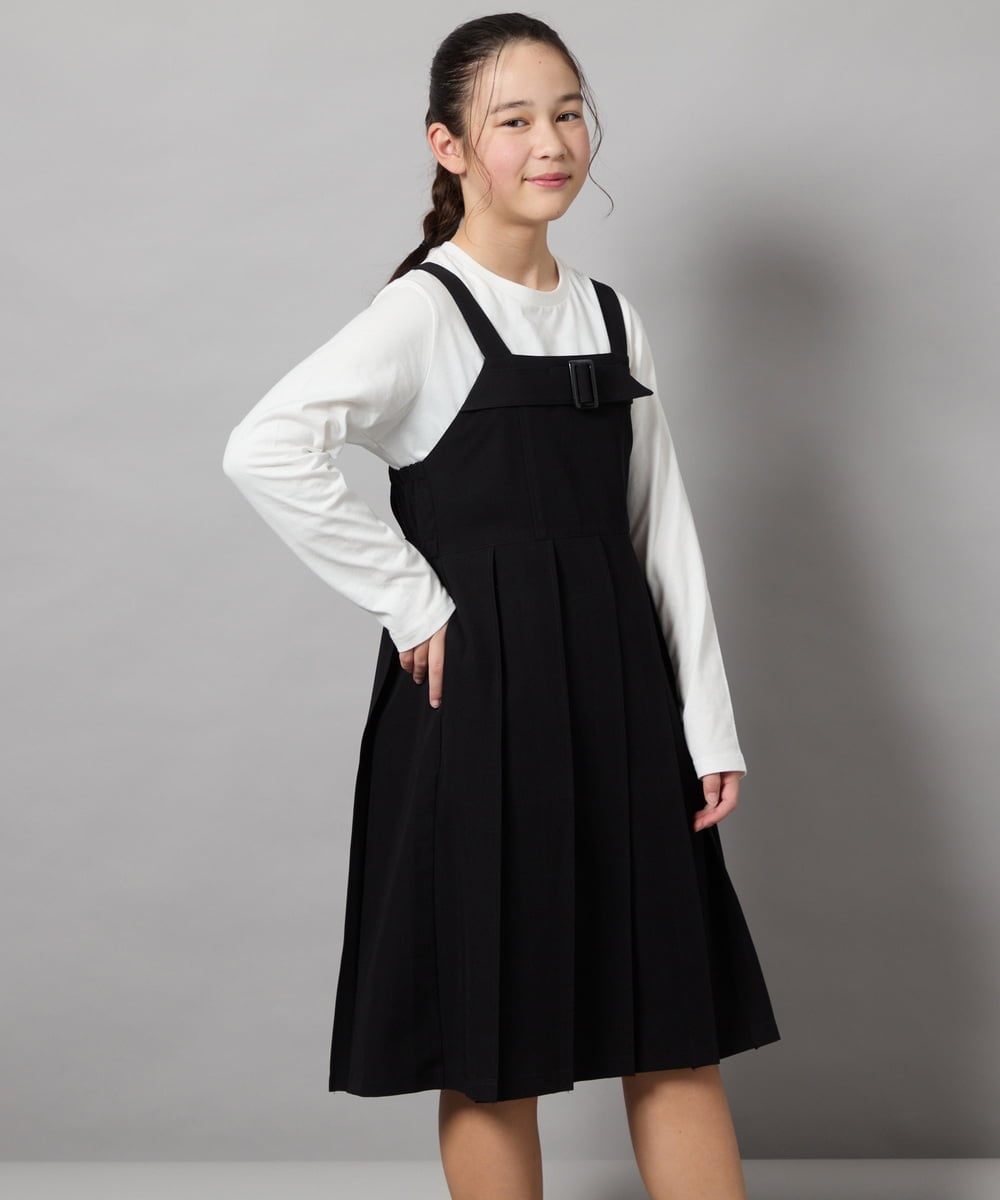KJEEB32059 a.v.v KIDS(アー・ヴェ・ヴェ) [140-150]【結婚式/発表会】ベルテッドプリーツジャンスカ ブラック