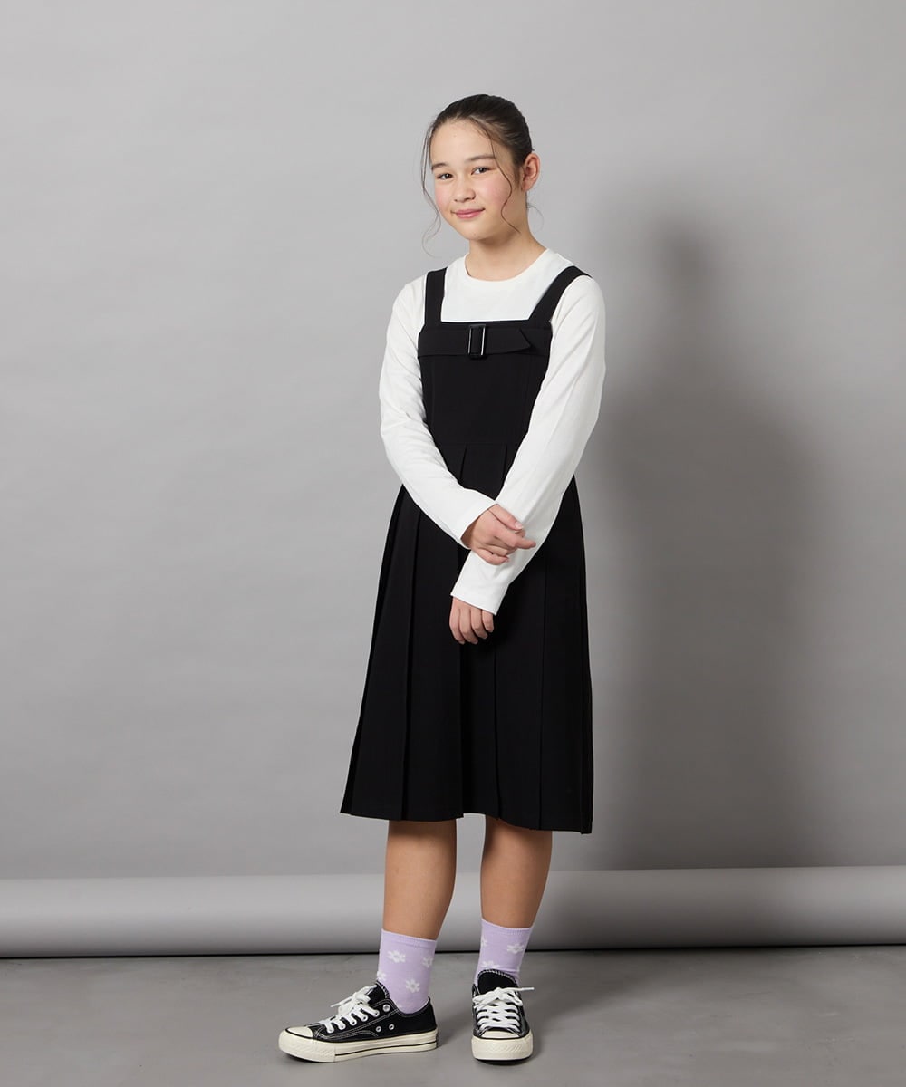 KJEEC32064 a.v.v KIDS(アー・ヴェ・ヴェ) [160]【結婚式/発表会】ベルテッドプリーツジャンスカ ブラック
