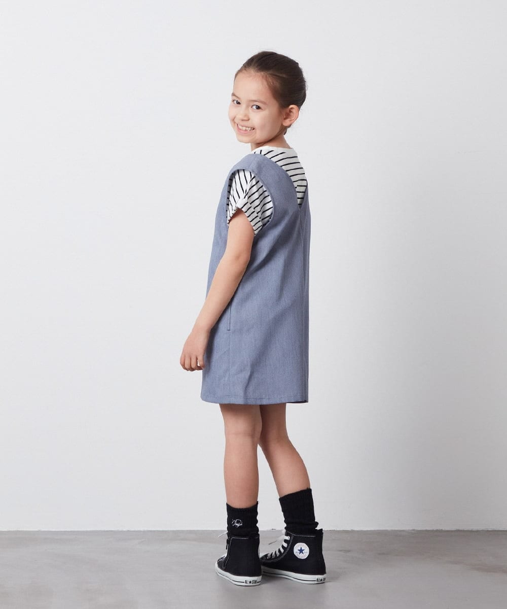 KJEFU44039 a.v.v KIDS(アー・ヴェ・ヴェ) [160]Vネックショートサロペット ブラック