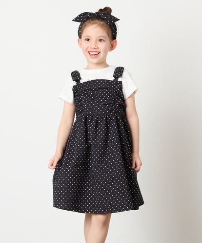 KJEGD57054 a.v.v KIDS [120-160]【冷感】肩リボンドッキングワンピース