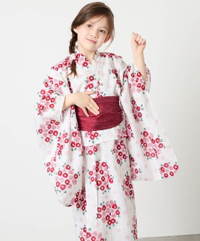 KJEGD90079 a.v.v KIDS [120-130]【WEB限定/2点セット/綿100％】簡単に着られる浴衣・兵児帯セット