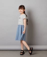 KJEGV01039 a.v.v KIDS(アー・ヴェ・ヴェ) [100-130]チュールスカートドッキングワンピース ブルー