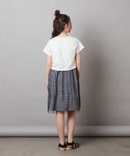 KJEGV01039 a.v.v KIDS(アー・ヴェ・ヴェ) [100-130]チュールスカートドッキングワンピース ブルー