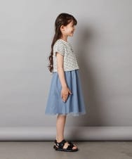 KJEGW01044 a.v.v KIDS(アー・ヴェ・ヴェ) [140-150]チュールスカートドッキングワンピース ブルー