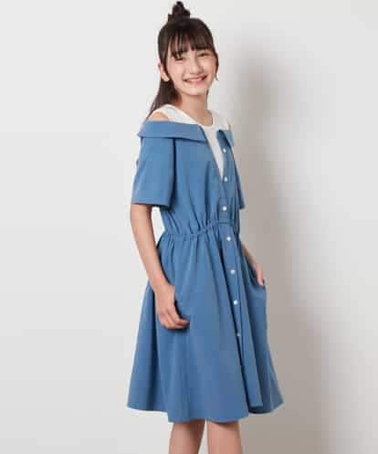KJEHV20044 a.v.v KIDS [100-130]レイヤード風オフショルワンピース