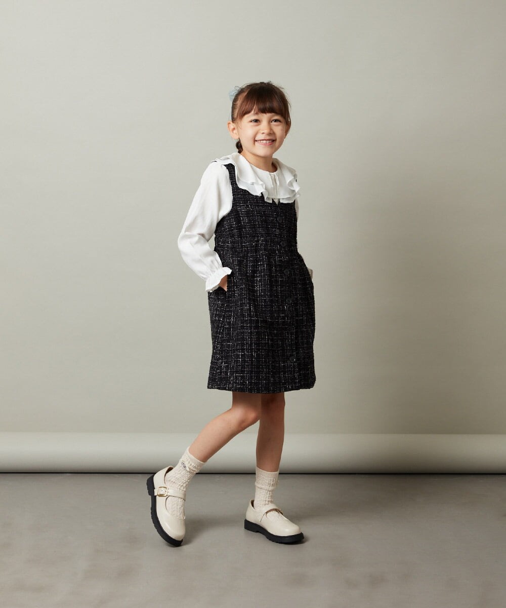 KJEJS33044 a.v.v KIDS(アー・ヴェ・ヴェ) [110-130]フロントボタンジャンパースカート ブラック