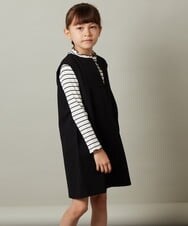 KJEJS34044 a.v.v KIDS(アー・ヴェ・ヴェ) [110-130]スリットネックアソートジャンパースカート ブラック