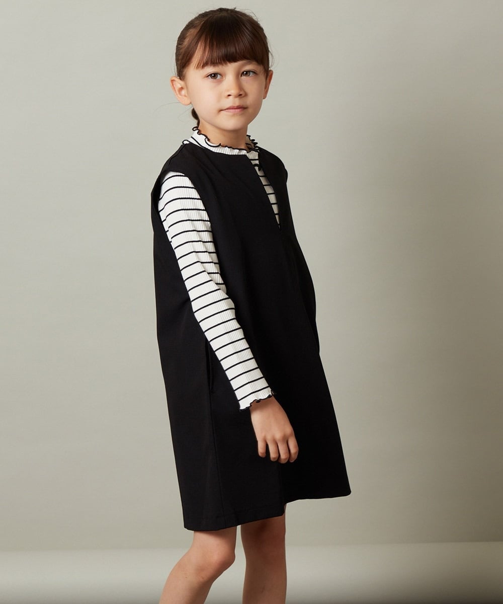 KJEJS34044 a.v.v KIDS(アー・ヴェ・ヴェ) [110-130]スリットネックアソートジャンパースカート ブラック