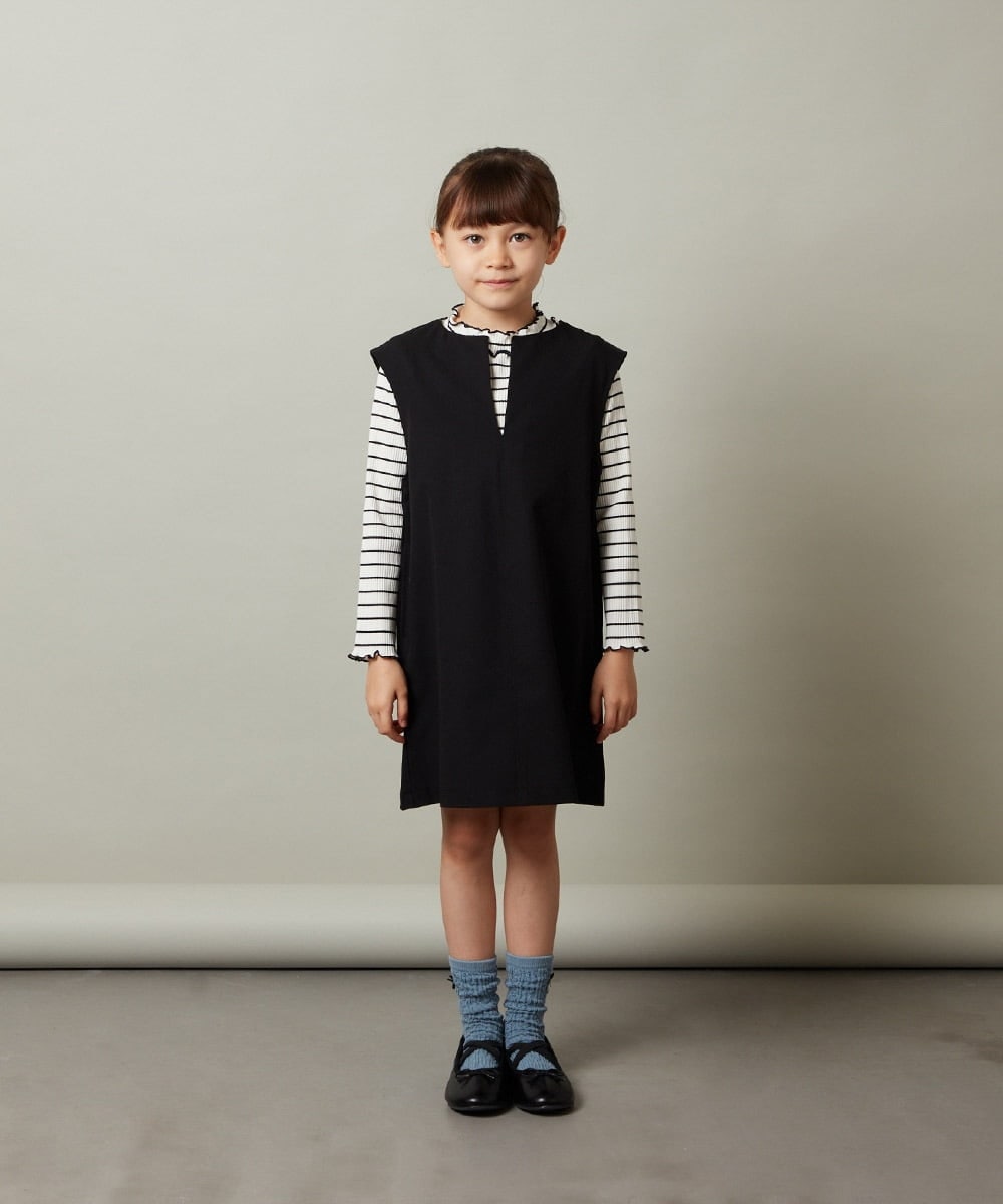 KJEJS34044 a.v.v KIDS(アー・ヴェ・ヴェ) [110-130]スリットネックアソートジャンパースカート ブラック
