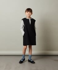 KJEJS34044 a.v.v KIDS(アー・ヴェ・ヴェ) [110-130]スリットネックアソートジャンパースカート ブラック