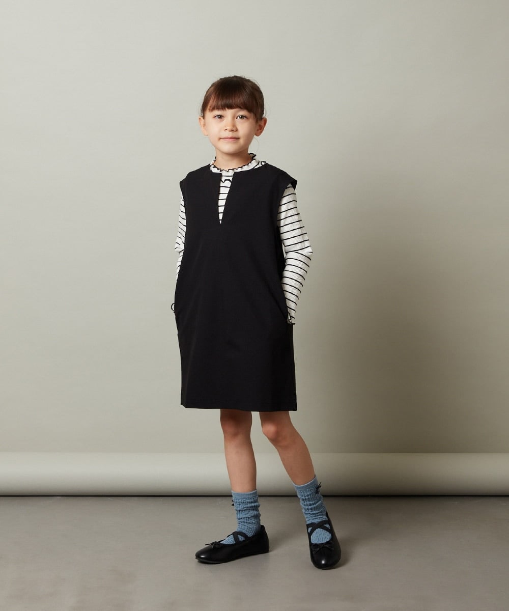 KJEJS34044 a.v.v KIDS(アー・ヴェ・ヴェ) [110-130]スリットネックアソートジャンパースカート ブラック