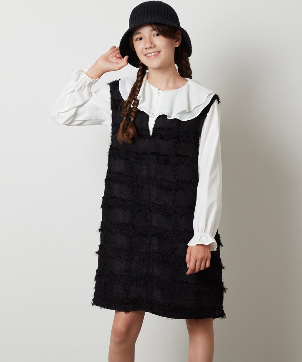 KJEJS34044 a.v.v KIDS(アー・ヴェ・ヴェ) [110-130]スリットネックアソートジャンパースカート ブラック