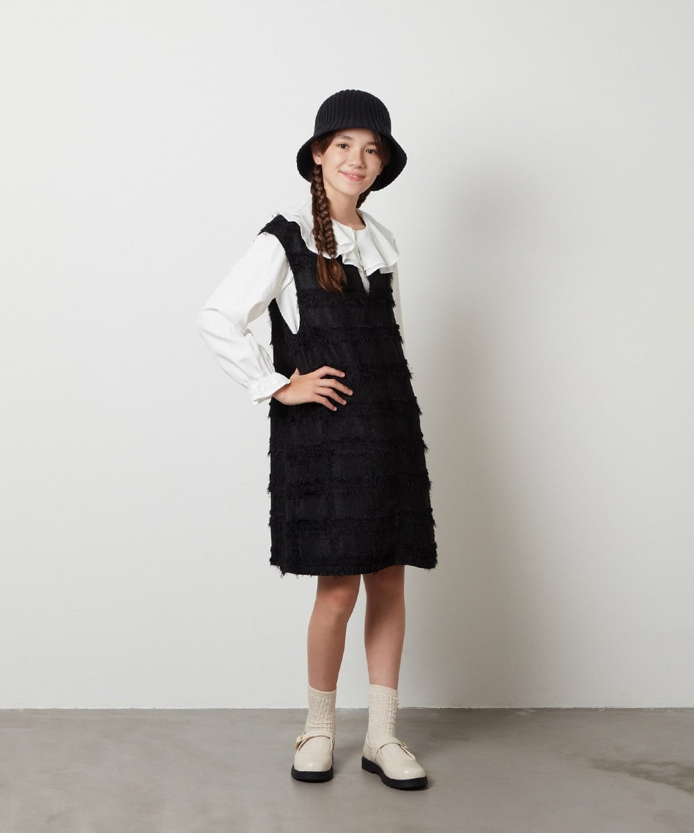 KJEJS34044 a.v.v KIDS(アー・ヴェ・ヴェ) [110-130]スリットネックアソートジャンパースカート ブラック