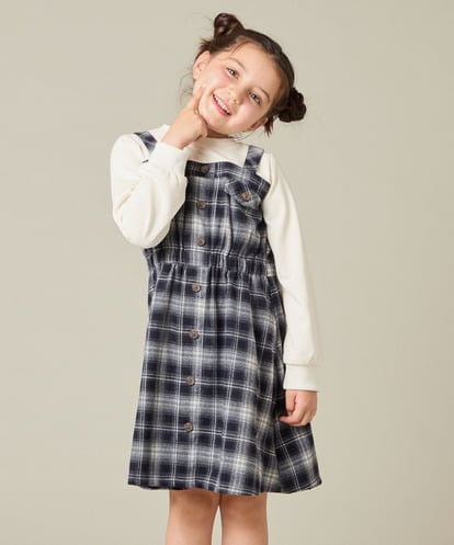 KJELA01054 a.v.v KIDS [120-160]トレーナードッキングワンピース