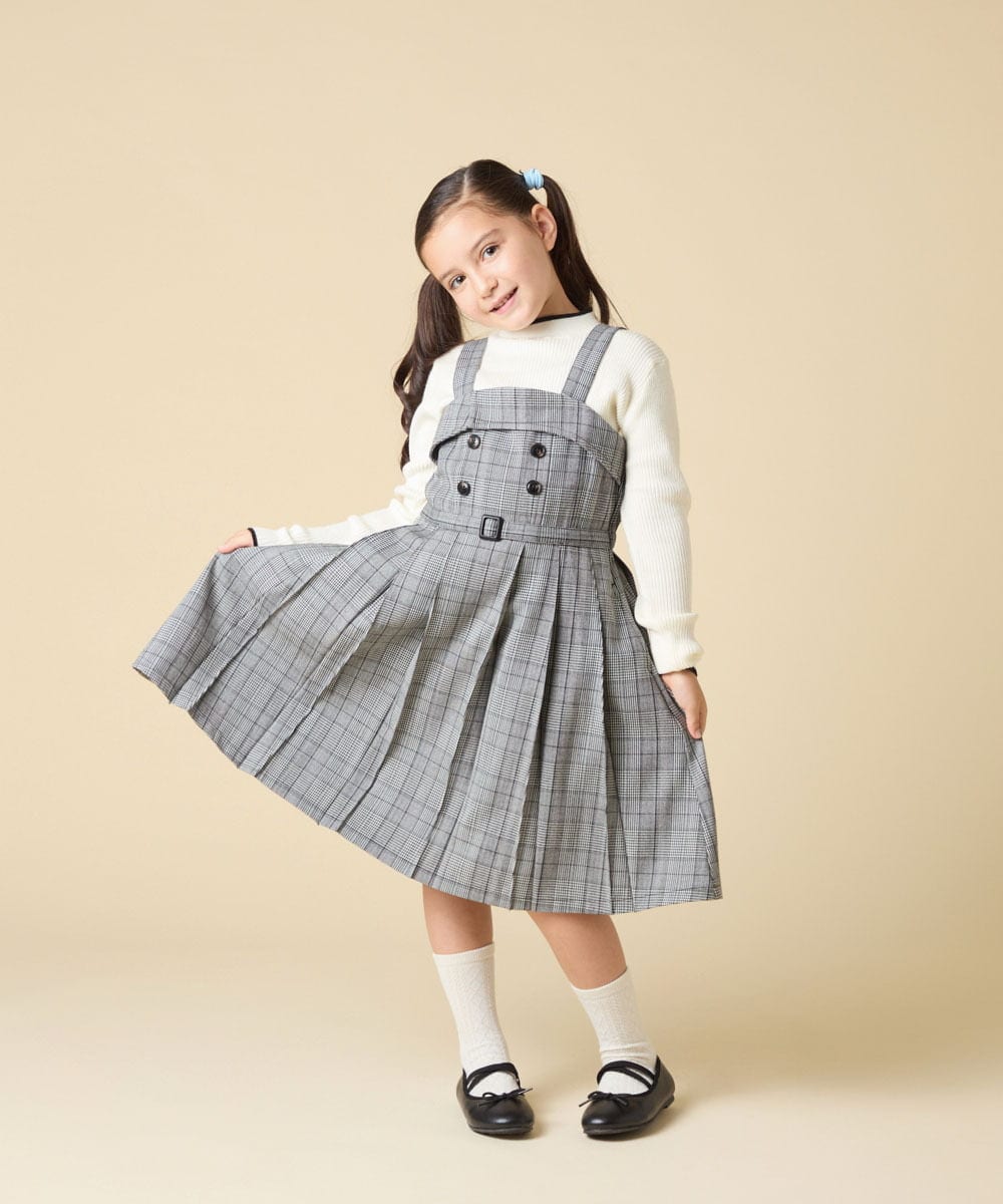 KJELA42064 a.v.v KIDS(アー・ヴェ・ヴェ) [130-160]プリーツベアジャンスカ グレー
